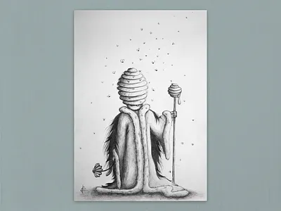 Honey king analog drawing illustration sketch