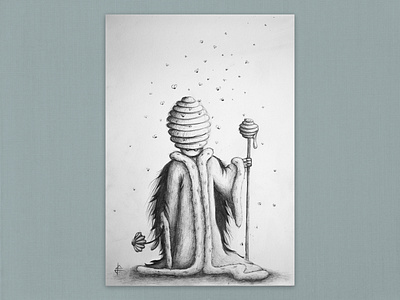 Honey king analog drawing illustration sketch