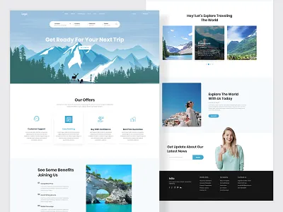 Travel Landing page best website clean design clean website design graphic design green minimal tour travel travel landing page travel web travelling ui uiux ux web websites