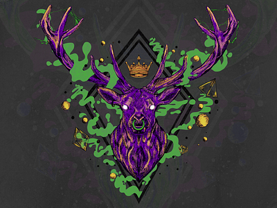 Deer king Stoner art branding design draw graphic illustration letters logo sketch vector