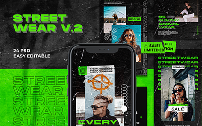 Streetwear V.2 Instagram Template advertising branding design hypebeast illustration instagram instagram stories instagram template social media social media pack social media templates template