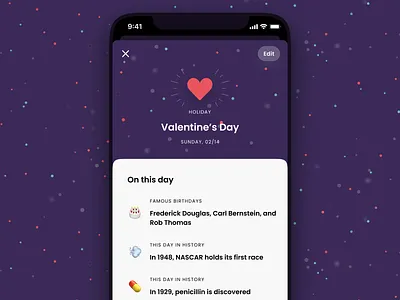 Big Days. Never miss another celebration! – Holiday details android app big days celebration clean event flutter holiday ios mobile occasion reminder ui user inteface valentine valentines day