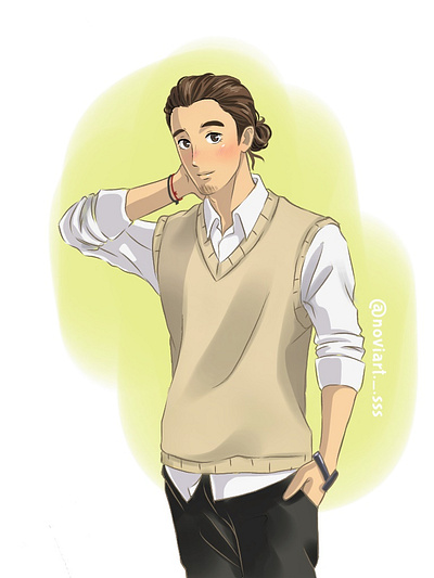 Azumane Asahi anime anime art anime boy asahi digital painting fanart haikyuu ibispaint