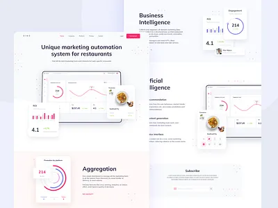 Restaurant marketing landing page design analytics app blue clean concept dashboard design landing marketing red restaurant ui uiux ux web design website