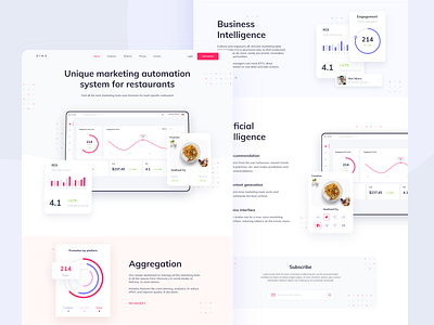 Restaurant marketing landing page design analytics app blue clean concept dashboard design landing marketing red restaurant ui uiux ux web design website