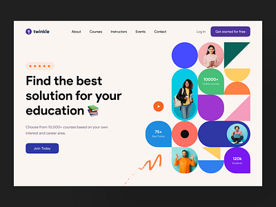 Education Web Header UI Exploration ❤️📚 best design best designer best shot course course app creative design creative design dribbble best shot education ios android interface landing page design minimal clean new trend modern design popular popular trending graphics web app typography