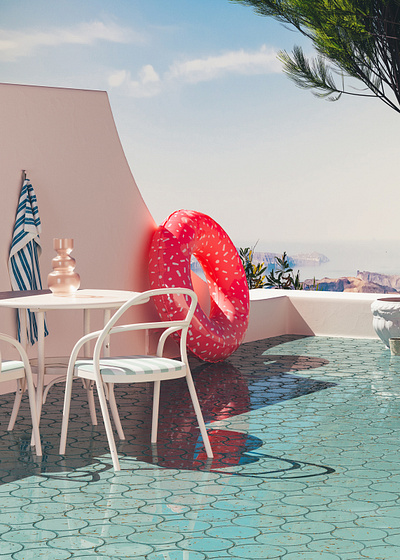 Day Off - Ibiza 3d balcony blue cinema 4d colourful holiday ibiza inflatable mediterranean ocean relax render rubber ring sea shade shadow spain summer vacation vintage