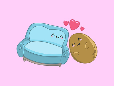 Couple Goals art cartoons couch couple couples cute design doodles dribbbleweeklywarmup funny geek illustration kawaii love potato puns valentine valentines valentines day card valentinesday