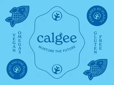 Calgee Logo & Stickers algae badge design branding ethical fish food and drink healthy icon illustration logo logotype logotypes marine mark omega stickers supplements sustainable vegan vitamins