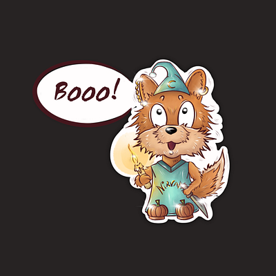 “Fox-Rock” Stickerpack: Boo app design halloween illustration illustration art illustrations illustrator logo personage raster raster illustration sticker stickerpack web