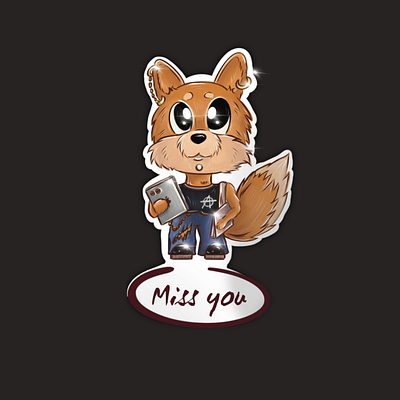 “Fox-Rock” Stickerpack: Miss you app fox illustration illustration art illustrations illustrator raster raster illustration rock sticker stickerpack web