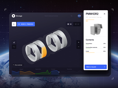 NASA ISS Storage Management Interface animation clean dark design interaction iss managment nasa rocket space space x storage ui ux