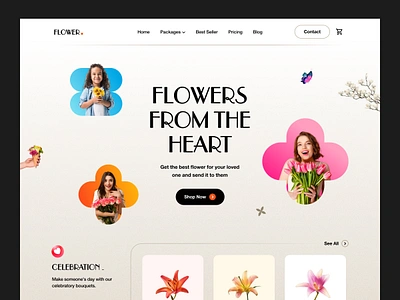 Flower Shop Landing Page blue concept design ecommerce elegant exprience floral florist website flower flowers gift graphic minimal minimalistic service stylish uiux web design website women