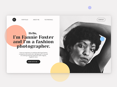 Hero section for a fashion photographer portfolio 30daysofdesign 30daysofwebdesign app design design design challenge hero hero image hero section landing landing page ui