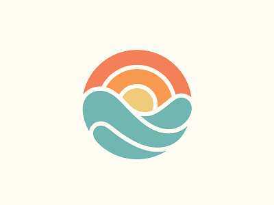 Sunset Logo beach brand branding logo mark modern ocean orange sea simple spring summer sun sunset symbol tropical water wave