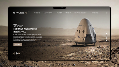 SpaceX - Redesign - Webshot dragon falcon mission redesign sketch space space x typography ui uiux user user experience user interface user interfaces ux uxdesign webdesign webshot website xd