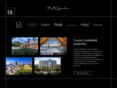 Oppenheim Real Estate architecture black black white daily ui dark dark mode grid home lines luxury minimal modern design real estate serif subtle typography ui ux webdesign website