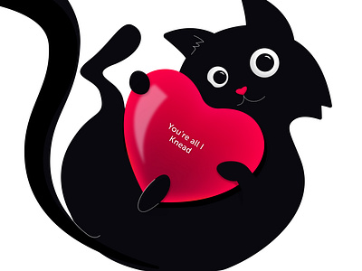 You're all I Knead blackcat cat cute heart love weekly warm up