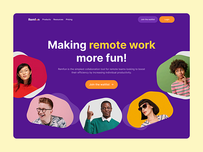 Header Exploration header landing page remote work ui user interface website