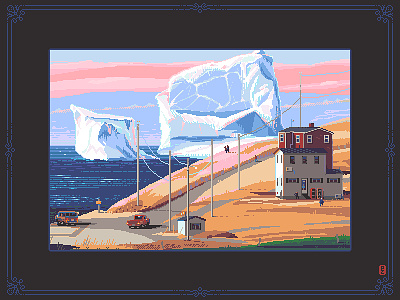Iceberg come to town [pixel art] 16bit 8bit aseprite gamedev iceberg illustration nft pixeart pixel art pixel artist pixels sprite