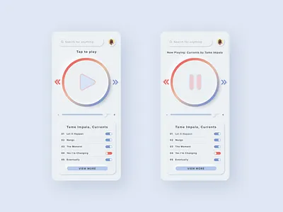 Music Player mobile music player music music player music player ui musicplayer skeumorphism tame impala ui ui design ui music