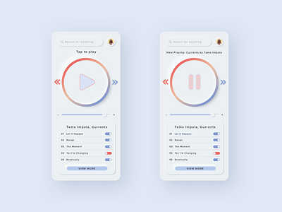 Music Player mobile music player music music player music player ui musicplayer skeumorphism tame impala ui ui design ui music