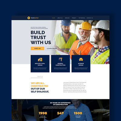 Handworker - Landing Page Webste Contruction contruction design home interior layouting orange ux web website website builder