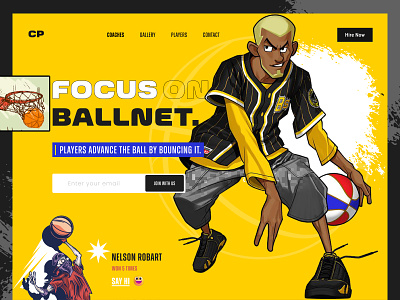 Basketball Academy - Landing Page Design basket basketball basketball academy basketball school cpdesign creativepeoples esports fitness game gaming gym landing page nba poster sports sports team trending web web design