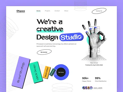Creative Design Studio agency colourful company creative agency creative studio design studio interface landing page ofspace startup studio trend2022 typography ui ui design web design website website design