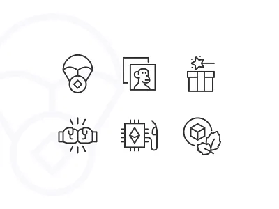 NFT & GameFi iconset airdrop ape blockchain collection crypto cryptocurrency drop fight gamefi gas gift icons icons set mint nft outline token ui vector web3