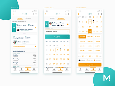 Mend App: Appointments app design interaction medical app medtech product design ui ux