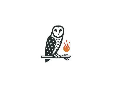 Wise Owl logo animal bird branch branding classic education entertainment fire flame illustration mark media modern mysterious mystery negative space owl owl illustration owl logo simple