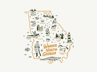 Wander North Georgia adventure apparel badgedesign branding creative design design georgia graphic design hand drawn handlettering illustration lettering logo logodesign mountains nationalpark outdoor logo typography wildlife