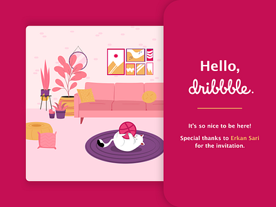 First Shot - Hello Dribbble! cat design dribbble dribbble invite firstshot flat sketch ui ux vector webdesign