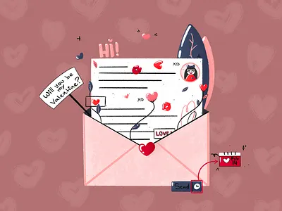 Valentine 2d art card clean design designart digital painting dribbblers dribbbleweeklywarmup flat illustration flatdesign illustration letter love minimal procreate art save the date valentine valentinesday weeklywarmup