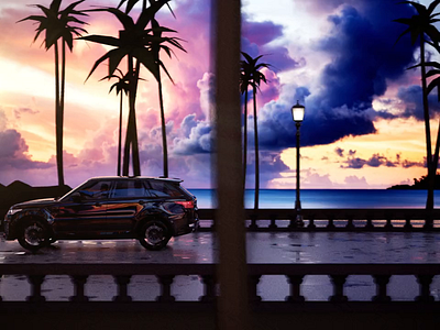 Sunrise Boulevard aftereffects ambience beach boulevard c4d car cinema4d cinema4dart corona coronarender drive florida palm rangerover roadtrip sunrise sunset