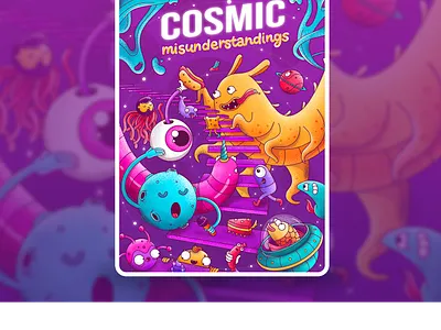 Cosmic misunderstandings animal art art character cosmic design emotions graphic illustration monster monsters planets procreate space