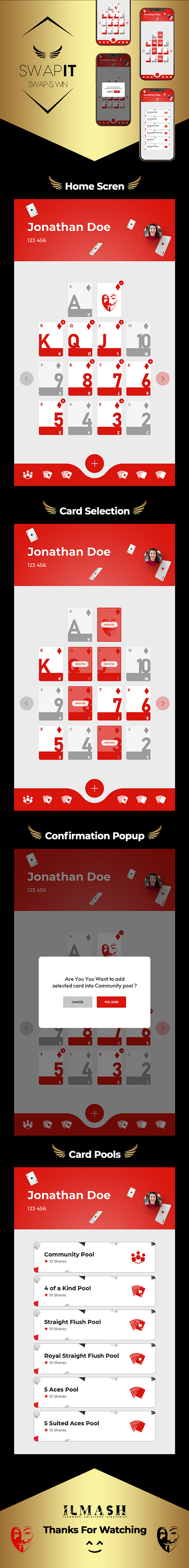 Card Game Application UI Design app design black bold creative design designer designing agency elegant graphic design idea minimal mobile design modernism professional team teamwork