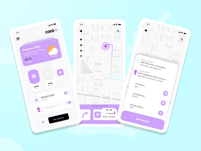 electric vehicle apps (COOD) activity app blue car carelectric clean conceptui design designuie map maps mobile mobile app mobile design mobile ui modern ui uidesign ux website