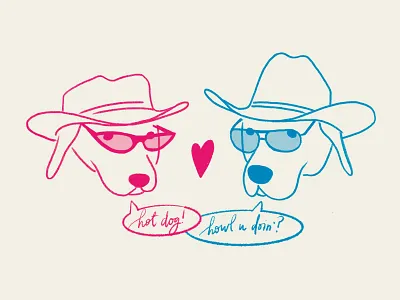 Flirty Pups cute dog dogs doodle dribbbleweeklywarmup hearts hot dog love lovers procreate pun pups sketch valentine valentines day