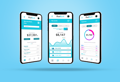 FirstBank - Banking App app store bank banking banking app banking ui branding design figma firstbank iphone line graph management mockup money phone radial graph ui uiux ux vector