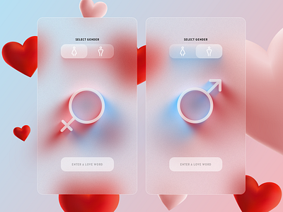 Word of Love design gender glassy love lovely lovers men mobile mobile design mobile ui modern ui ux valentine valentines day women