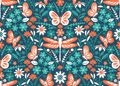 Butterfly Garden butterfly digital download illustration launch maximalism pattern seamless trend vector