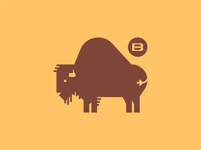 Bison bison buffalo hoof illustraion logo