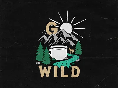 Go wild adventure design adventure time apparel design badgedesign coffee coffee design design for sale forest illustration go wild hiking illustration mountain illustration mountains mug design outdoors tree illustration vector wilderness wildlife