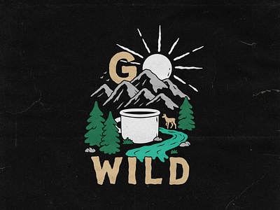 Go wild adventure design adventure time apparel design badgedesign coffee coffee design design for sale forest illustration go wild hiking illustration mountain illustration mountains mug design outdoors tree illustration vector wilderness wildlife