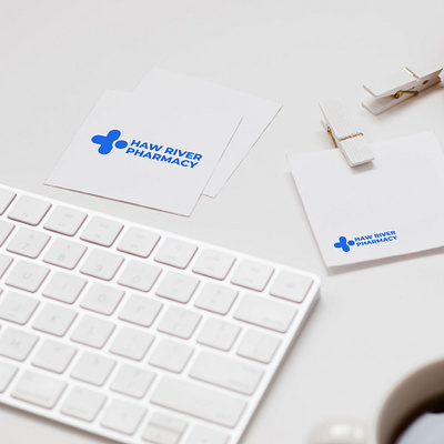 Logo "Haw River Pharmacy". blue design graphicdesign logo logodesign minimalism style typography vector