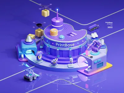 PrintBase Assembly 3d art branding identity visual
