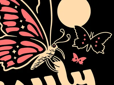 July butterfly design drawing illustration lettering summer typography vector