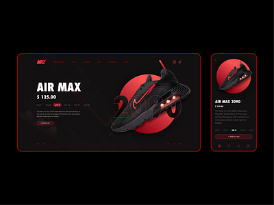 Nike Air Max webpage and mobile air max black design minimalism nike sneakers sport ui ux